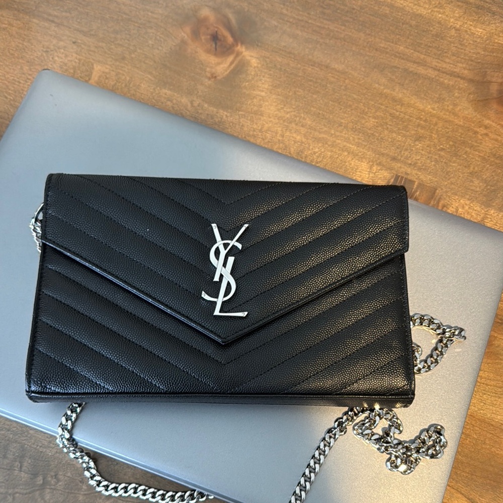 Yves Saint Laurent Black Quilted Leather Clutch